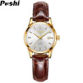 【ZOSR】 Small and Simple Ladies Watch Fashion Casual Leather Round watch automatic With dual date Women Quartz Watches Relo for women girls. 