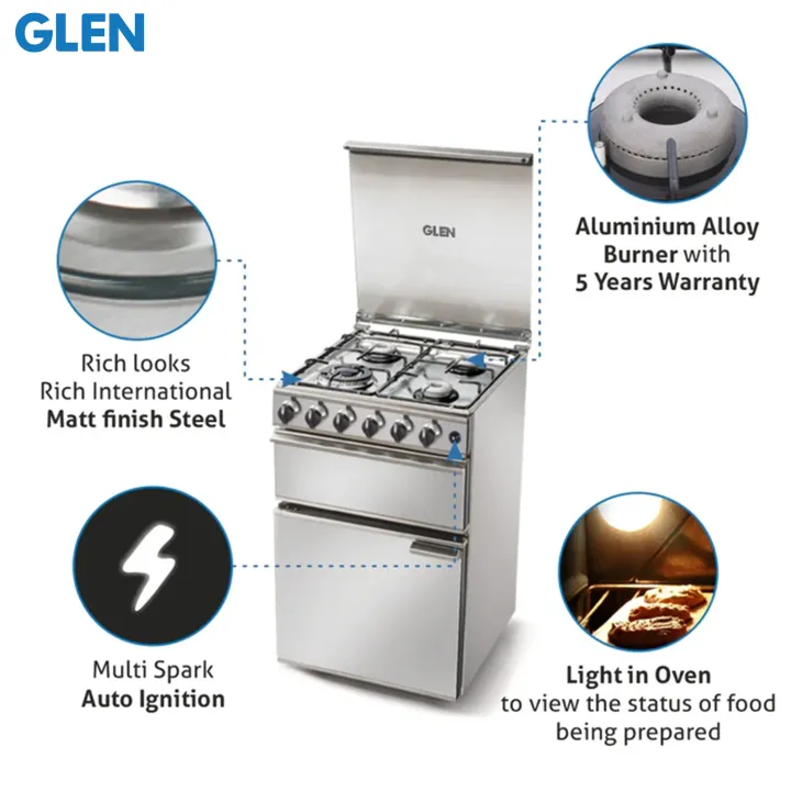 Glen%20Cooking%20Range%20Stainless%20Steel%20Gas%20Grill,%20Gas%20Oven%201%20Triple%20Ring,%203%20Alloy%20Burners%20Auto%20Ignition%20-%20Image%203