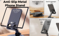 Alloy Mobile Phone Stand Holder 360° Rotatable Mobile Stand for Table Mobile Holder, Adjustable Height & Tilting, Metal base plastic body Phone Stand. 