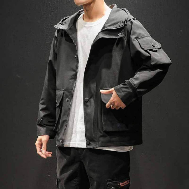 Men-s Summer Hooded Front Box Pocket Yc Windcheater Jacket