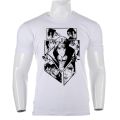 White Anime Printed Cotton T-Shirt For Men. 