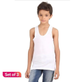 Rupa White Jon RN Vest For Boys(Pack Of 3) - Fashion | Innerwear For Kids | Vest For Kids. 