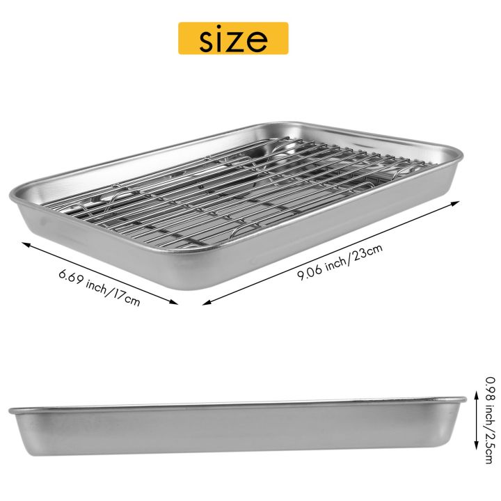 9%20Inch%20Toaster%20Oven%20Tray%20and%20Rack%20Set,%20Small%20Stainless%20Steel%20Baking%20Pan%20with%20Cooling%20Rack,Dishwasher%20Safe%20Baking%20Sheet%20-%20Image%203