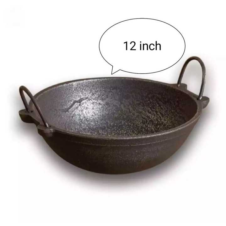 Nepali Traditional Cast Iron Kadai 12 Inch (Kalo Kit Kadai)