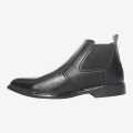 Black Leather Chelsea Ankle Boots For Men. 