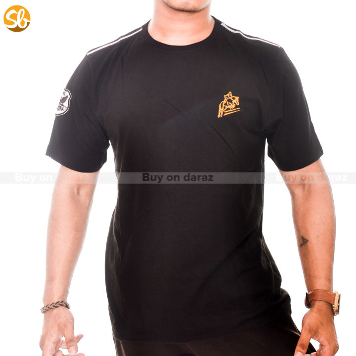 Black Bordered Round Neck T-Shirt For Men