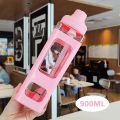 Stylish Portable Square Water Bottle With Straw 900ml. 
