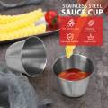 NAMUNY 1 Pack of 10 - Premium Brushed Stainless Steel Condiment Sauce Cups Spices Pots Liquid Dips Bowls - 2.5Oz 70Ml. 