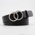Women Casual, Formal, Party, Evening Black,  Leather Belt - Fashion | Belts For Women | Women's Wear | Gold Double O-Ring Buckle. 