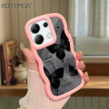 Hontinga for Redmi Note 13 4G Back Cover Black Butterfly Pattern Luxury Soft Silicone Macaron Wave Mobile Case. 
