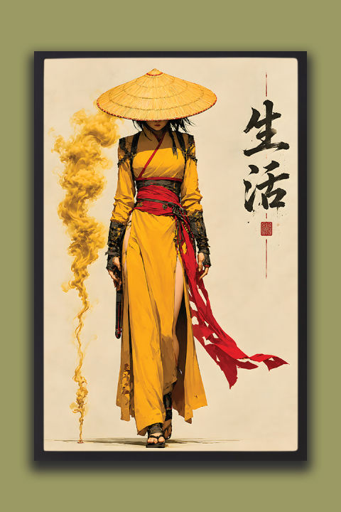 Japanese%20Samurai%20Woman%20Fantasy%20Wall%20Art%20%7C%20one%20Piece%20Frame%20-%20Image%203