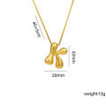Cross-border titanium steel 18k real gold glossy balloon bubble chubby cute Q version 26 English letter pendant necklace. 