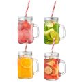 Mason Jar (Set of 2) with Lid and Reusable Straw. 