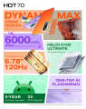 Infinix Hot 70  (6GB/128GB) 6.78-inch IPS LCD, MediaTek Helio G100 Ultimate (6 nm) 6,000 mAh battery with 45W fast charging. 
