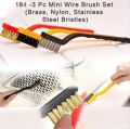 3pcs Stove Cleaning Brush Set, Perfect Kitchen Tool For Oil Fume Machine And Stove Top Cleaning With Brass, Nylon, Stainless Steel Wire Bristles. 