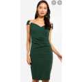 Shoulder Detailed Midi Dress/ Green Zalora Dress. 