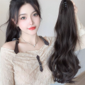 Dark Brown Wig Female Ponytail Grab Clip Ponytail Clip Wig Wavy Wig Style Hip- High Ponytail Natural Forcing Fake Ponytail Female Braid. 