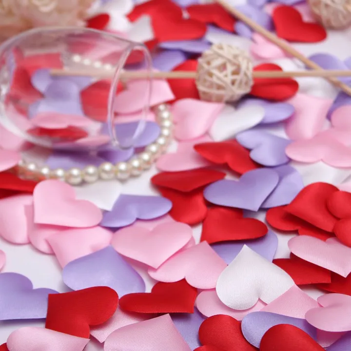 100pcs Beautiful Craft 3D Flower Table Decoration Padded Fabric Love ...