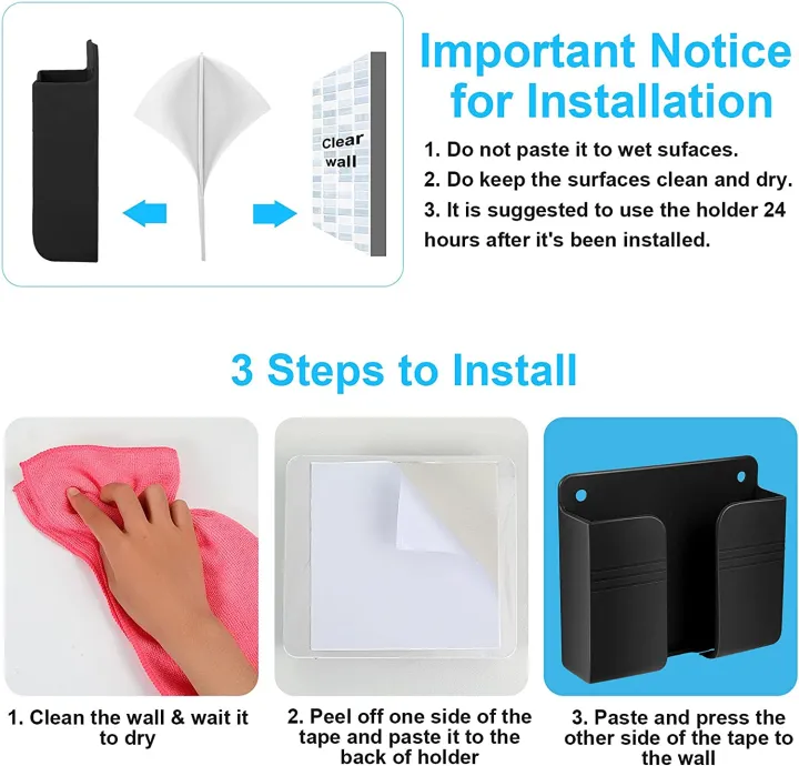 Wall%20Mount%C2%A0Adhesive%C2%A0Charging%20Phone%20Holder%20Storage%20Organizer%20Box%20-%20Black%20-%20Image%204
