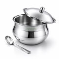 Premium Mirror Finish Stainless Steel Ghee Pot With Lid And Spoon – Multipurpose Storage Container For Ghee, Oil, Pickle, Sugar And Kitchen Essentials. 