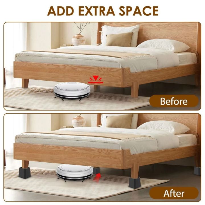 Stackable Feet Riser 4Pcs Premium Heavy Duty Furniture Leg Risers Shock-Absorbing Stackable ...