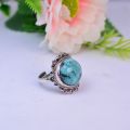 Real Natural Turquoise Pure Silver Ring Handmade For Men Or Women. 