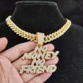 NEW STYLE Men Women Hip Hop NO Money No Friend Pendant Necklace with 13mm Cuban Chain HipHop Iced Out Bling Necklaces Fashion Jewelry. 