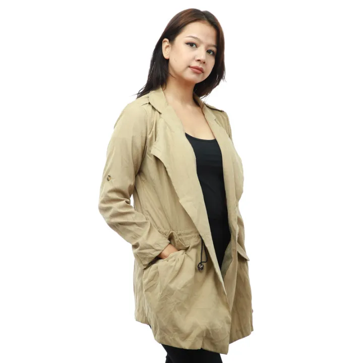 Creamy%20Pocket%20Design%20Thin%20Cargo%20Jacket%20For%20Women%20-%20Image%203