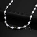 Pearl Bead Necklace for Men Boys,Natural Hematite Beaded Collars,Hip Hop Simple Jewelry Gifts. 