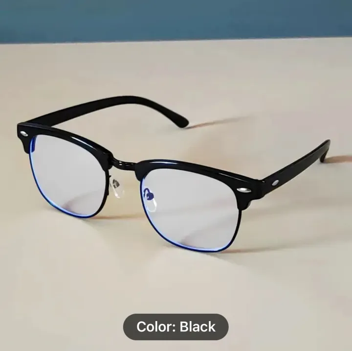 Blue%20Ray%20Cut%20Metal%20Frame%20Clubmaster%20Computer%20Glasses%20For%20Unisex%20%7C%20Black%20Half%20Metal%20Frame%20Blue%20Ray%20Cut%20Unisex%20Prescription%20Glass%20-%20Image%203