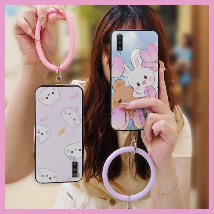 Anti-knock soft case Phone Case For Samsung Galaxy A70 bracelet Waterproof heat dissipation Back Cover cute funny youth