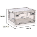 Cluellp-2X Storage Bins with Double Side Doors , Clear Storage Boxes with Lid , Organization Box with Wheels White. 