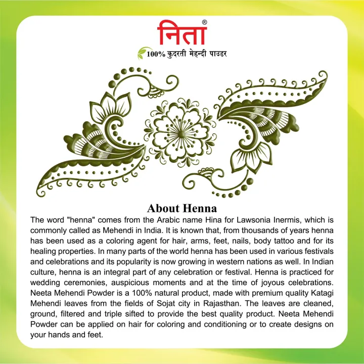 Neeta%20Mehendi%20Powder%20100g,%20%20Pack%20of%202,%20100%25%20Natural%20Henna%20Mehandi%20Powder%20for%20Hair,%20Hand%20&%20Feet%20-%20Image%205