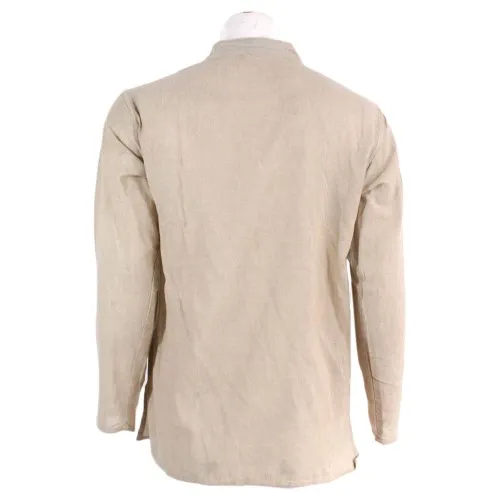 Cream%20Solid%20Buttoned%20Cotton%20Kurta%20Shirt%20For%20Men%20-%20Image%205