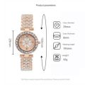 Elegant With Bracelet Gypsophila Watch Rose Gold Bling Bling Flower Diamond Watch Alloy Ladies Watch. 