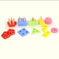 Wooden Montessori Educational Colorful Geometric 5 Shapes Sets Sorting Board For Kids. 