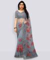 Fabdale Red Embroidered Net Bollywood Saree | Party & Festive Wear (PATL-001). 
