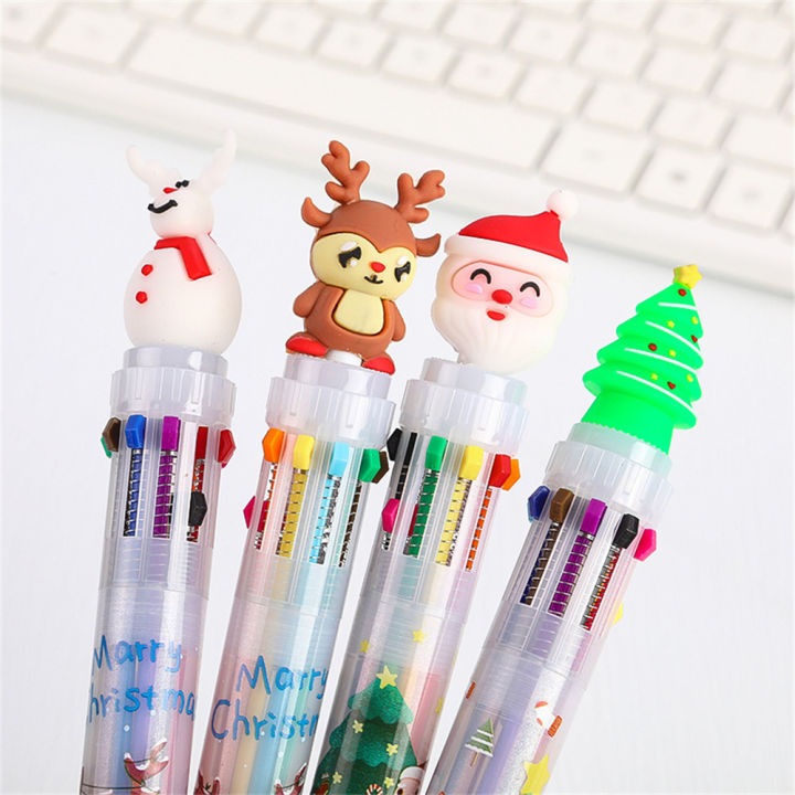Pen Christmas Gift Pen Student Plastic Pen School Office Supplies 0.5mm Cute Cartoon 6/10 Colors Ballpoint