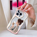 Jizetin for Realme 5 5S 5i 6i Back Cover Elegant Girl Cream Wavy Edge Soft Silicone Phone Case. 