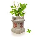 White Ceramic Square Large Ceramic Hand Painted Tulsi Plant Pot. 