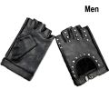 Driving Motor Rivet Fingerless Gloves Punk Glove Leather Mittens. 