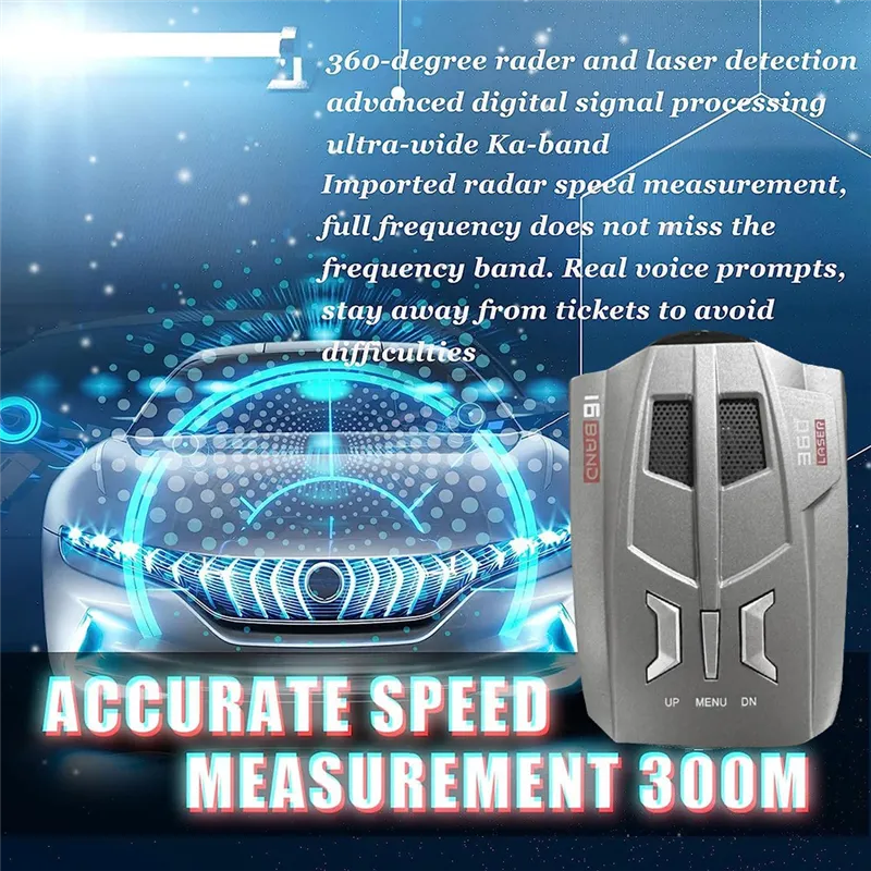 New Radar Driving Aids With Voice Speed Prompt, Automatic 360 Degree City Highway Mode Led Display