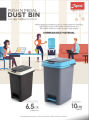 Apex Plastic Push And Pedal Dust Bin 6.5 Litre. 