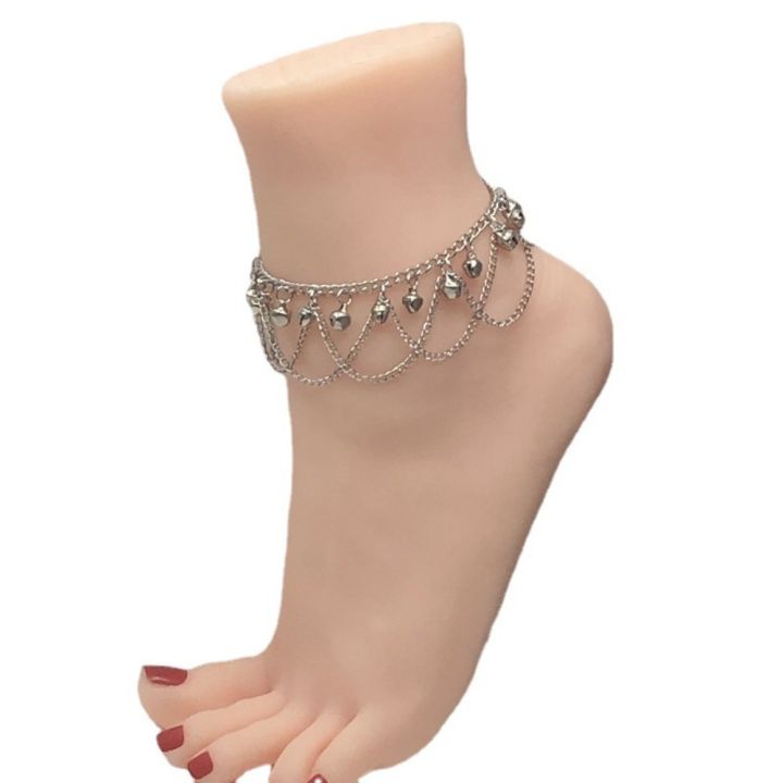 【Free shipping】 Fashion Lady High Heel Style Personalized Chain Anklet Adjustable Bohemian Wave Fringe Bell Anklet Luxury Shoe Accessories Women Girls