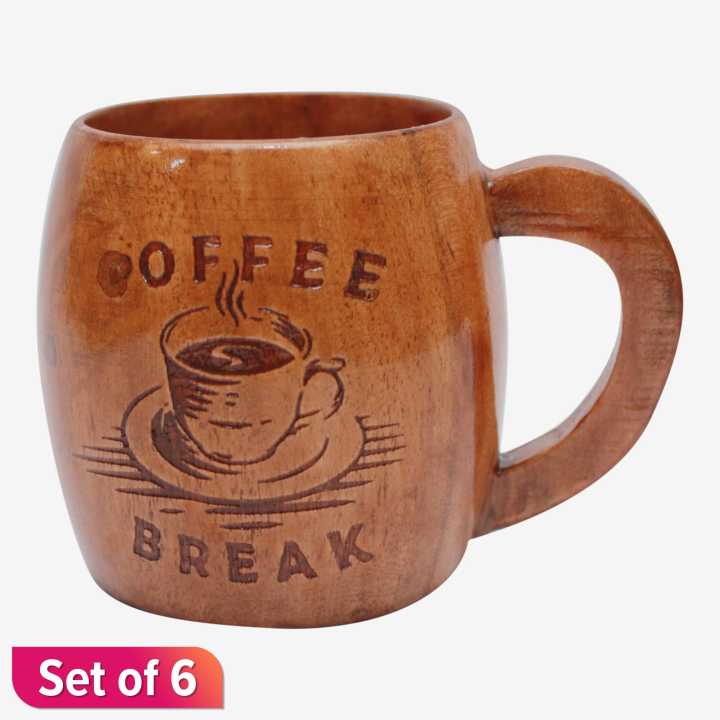 Wooden Cup 3" Set Of 6