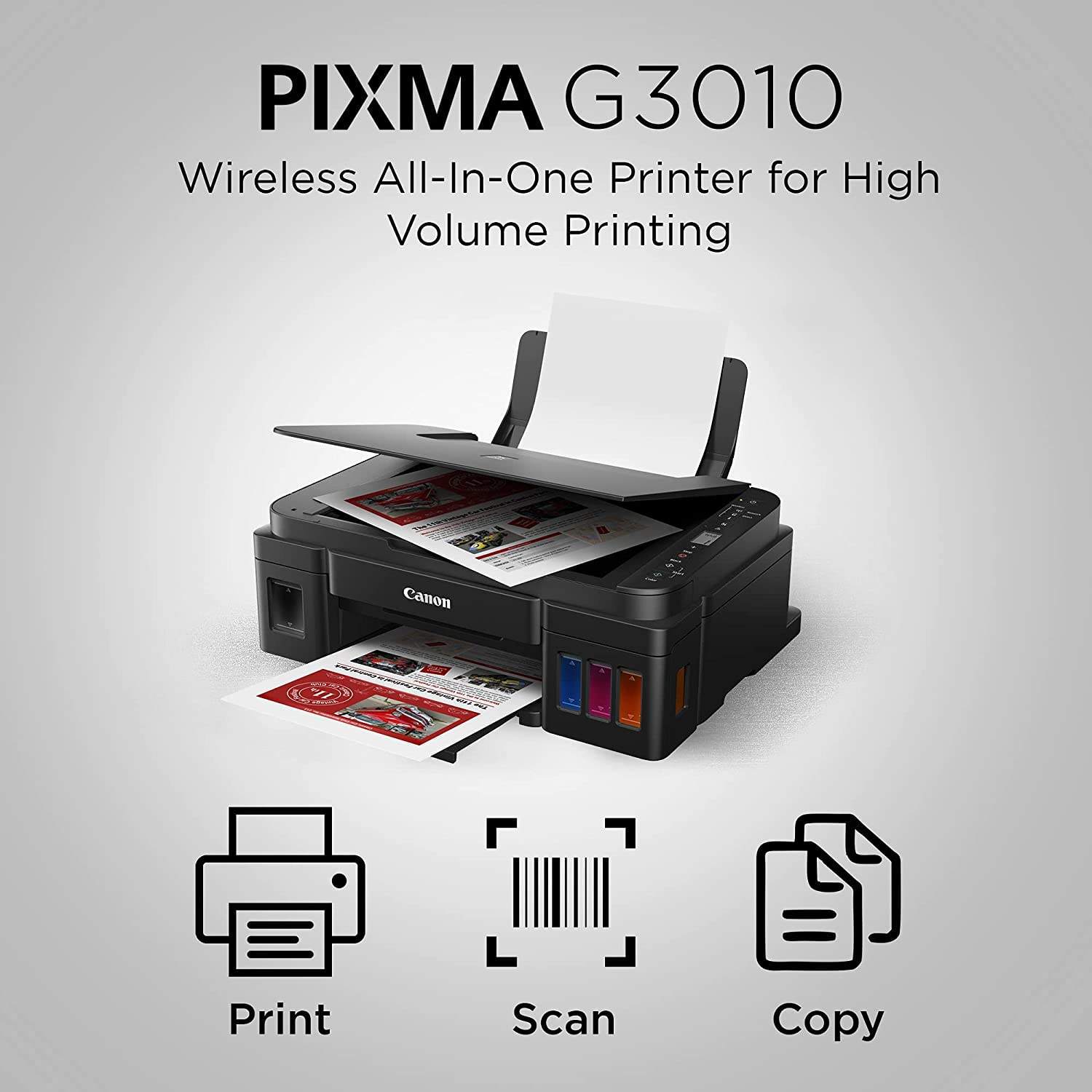 Canon PIXMA G3010 All-in-One (Copy, Print & Scan) Wireless Ink Tank Color Printer