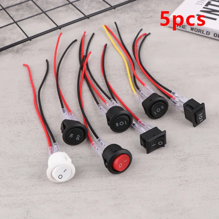5Pcs Mini Rocker Switch 12 Volt ON Off Toggle Switch With Pre-Wired ...