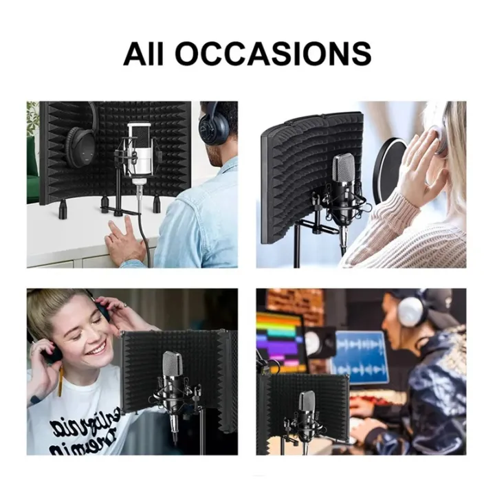 Microphone%20Wind%20Screen%20Foldable%20Studio%20Recording%20Microphone%20Isolation%20Shield%20Mic%20Noise%20Reduction%20Wind%20Screen%20(5%20Panel%20,P75)%20-%20Image%204