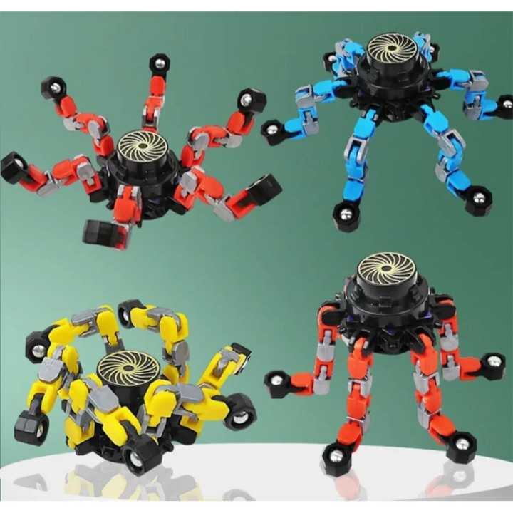 Transformable Fingertip Gyro, Fidget Spinner, Octopus robot , Spider robot.