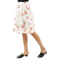 White Cotton Flower Printed Skirts For Women. 